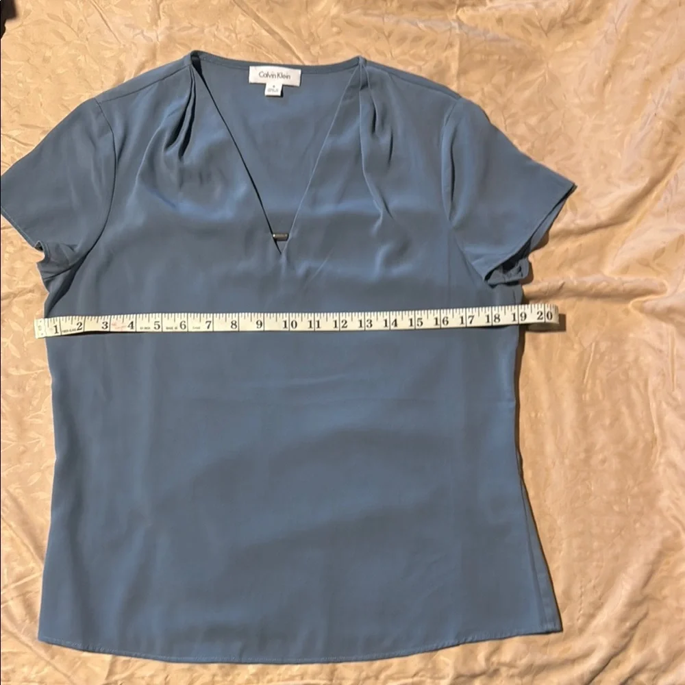 Calvin Klein Blue Short Sleeve Blouse - Picture 3 of 5